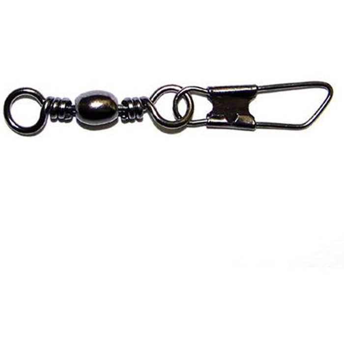 Eagle Claw Swivels - Barrel Swivel W/Interlock Snap Black, #5, #7, #10 - 12 pack