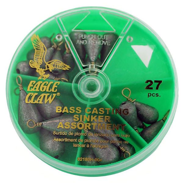 Eagle Claw Weights - Bass Casting Sinker Assortment - Lead (Bell Sinkers) 27pcs