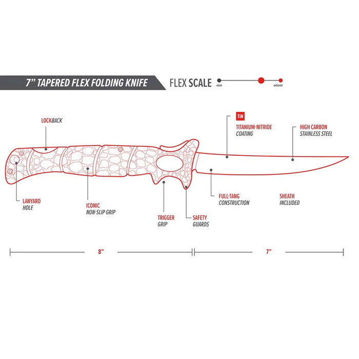 BUBBA Tapered Flex Folding Knife - 7 INCH