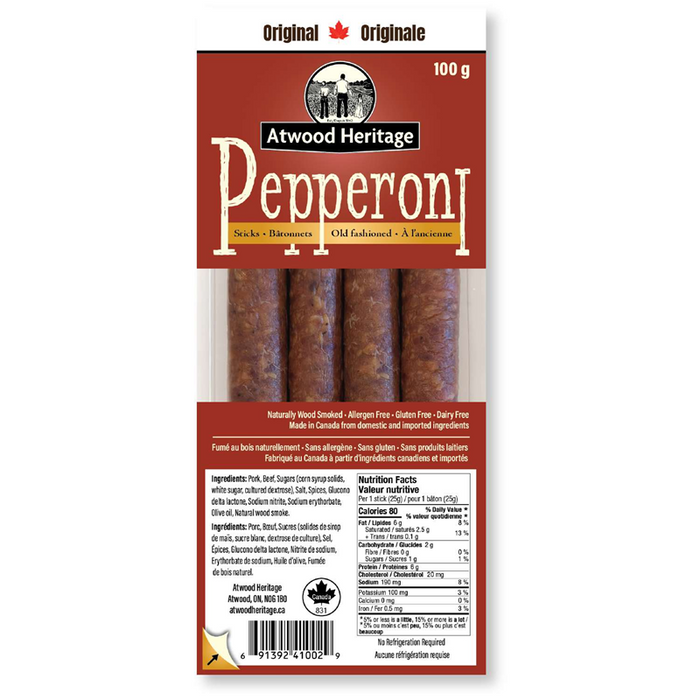 ATWOOD HERITAGE Pepperoni Snack Sticks - ORIGINAL - 4 PACK