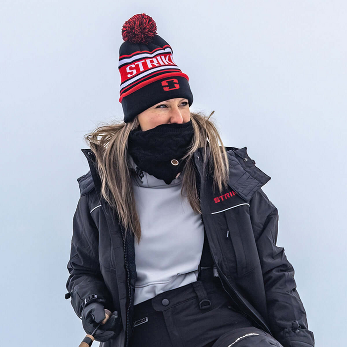 STRIKER Retro Pom Hat - BLACK/RED