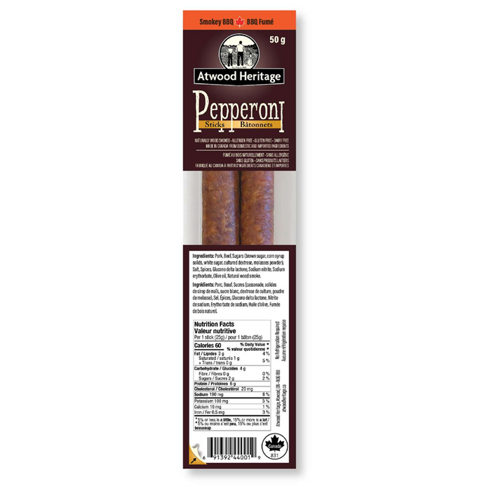 ATWOOD HERITAGE Pepperoni Snack Sticks - SMOKEY BBQ - 2 PACK