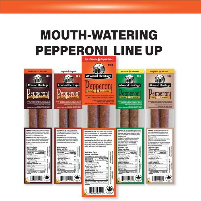 ATWOOD HERITAGE Pepperoni Snack Sticks - SPICY CHIPOTLE - 2 PACK