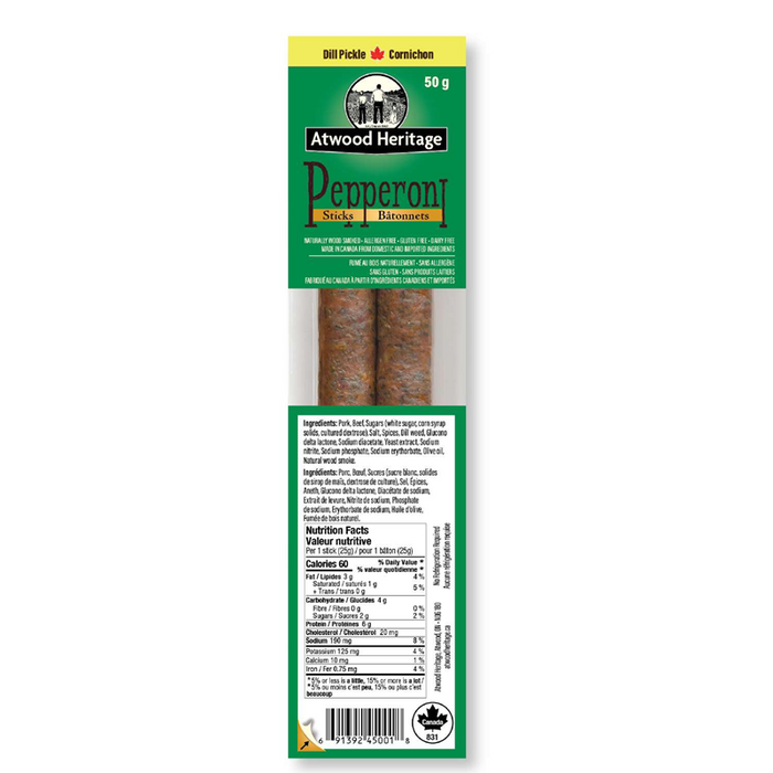 ATWOOD HERITAGE Pepperoni Snack Sticks - DILL PICKLE - 2 PACK