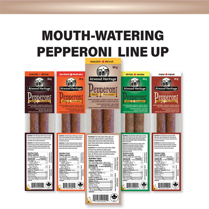 ATWOOD HERITAGE Pepperoni Snack Sticks - HONEY GARLIC - 2 PACK