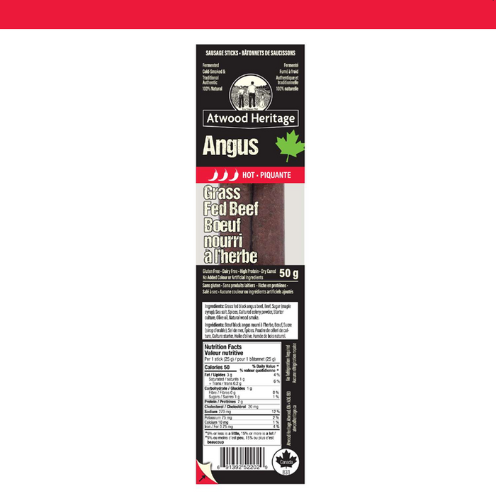 ATWOOD HERITAGE Angus Beef Snack Sticks - HOT - 2 PACK