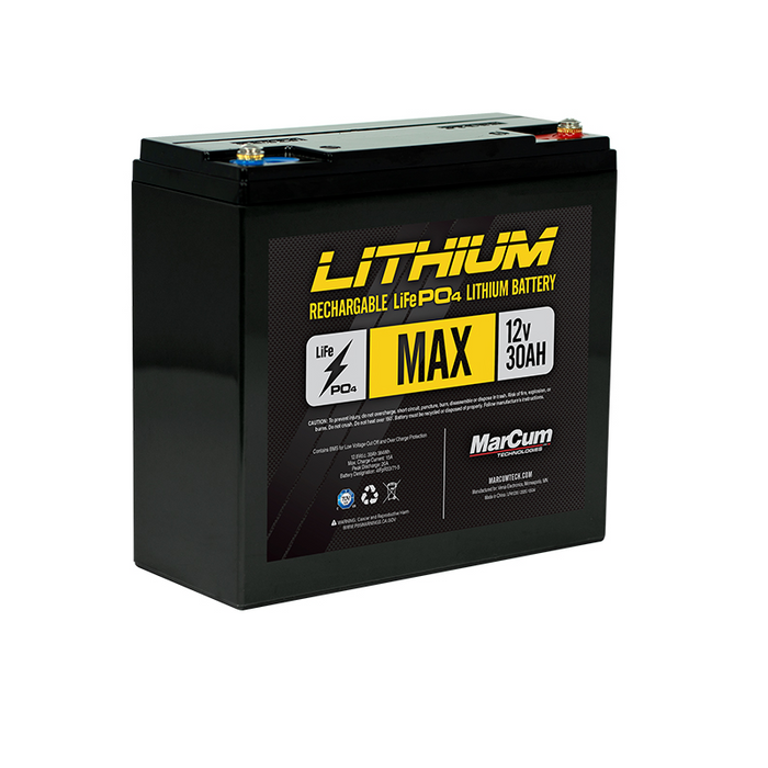 MARCUM LiFePO4 Lithium Battery - MAX 30 AH 12V