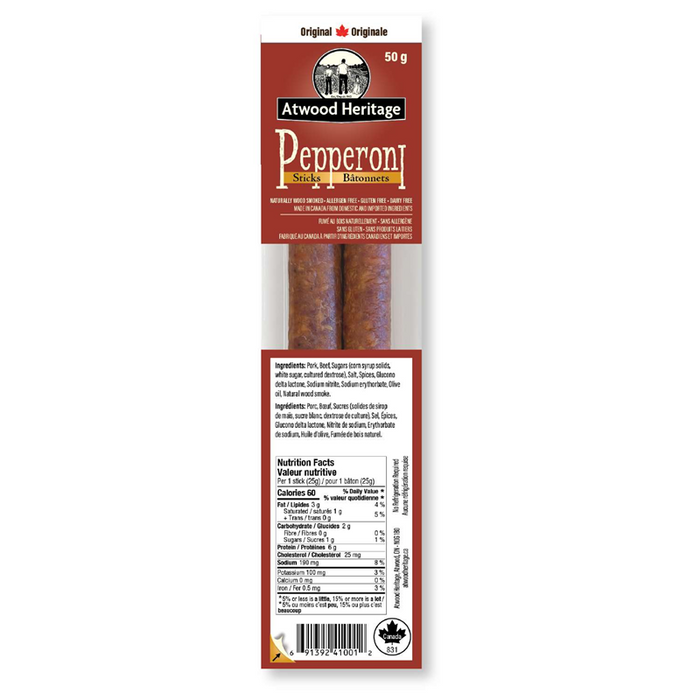 ATWOOD HERITAGE Pepperoni Snack Sticks - ORIGINAL - 2 PACK
